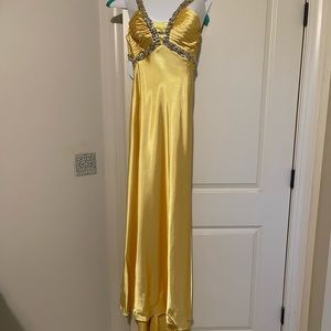 Beautiful yellow formal gown with beads